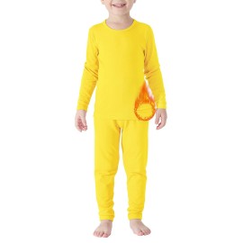 Boys Thermal Underwear Set For Kids Long Johns Base Layer Set Toddler Winter Clothes Bright Yellow X-Large (110) 4T-5T