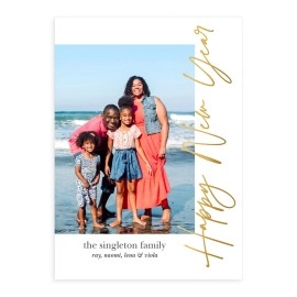 Lets Make Memories Personalized Side Message Holiday Photo Card 5X7 Premium Quality (Happy New Year Cards White Envelopes) - 50 Ct