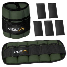 Apexup 10Lbs/Pair Adjustable Ankle Weights For Women And Men, Modularized Leg Weight Straps For Yoga, Walking, Running, Aerobics, Gym (Green)