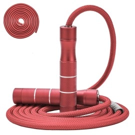 Gaoykai Weighted Jump Rope Fitness For Women Men,1Lb Tangle-Free Skipping Rope For Muay Thai Training Crossfit Workout Aluminum Handles Adjustable Length Pvc Cord And Cotton Rope (Red)