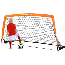 Runbow 6X4 Ft Portable Kids Soccer Goal For Backyard Practice Soccer Net With Carry Bag (6X4 Ft, Orange, 1 Pack)