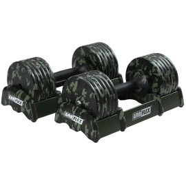 Gr8Flex Patents Pending Military Training Tech Model Adjustable Dumbbells (Pair) Select Each Dumbbell Up To 55 Lb Quickly And Securely By Turning Anti-Slip Handle
