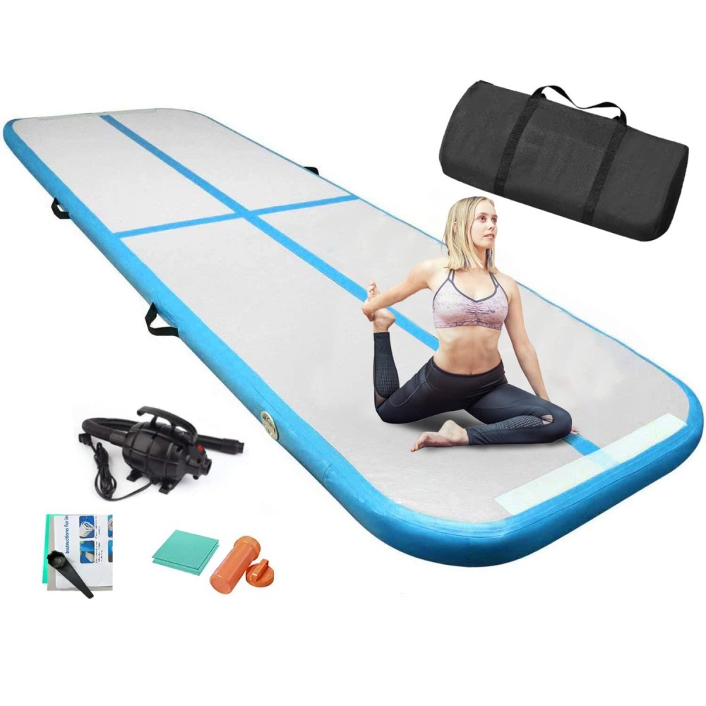Edostory Inflatable Air Gymnastics Mat 10Ft13Ft16Ft20Ft Training Mats 4 Inches Thick Gymnastics Tracks For Hometrainingcheerleadingyogawater Sports With 600W Electric Pump Blue 6Ft