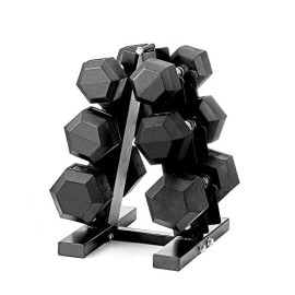 Papababe 60Lb Dumbbell Set Rubber Encased Hex Dumbbell Free Weights Dumbbells Set Home Weight Set With Rack (A Pair Of 5 10 15 Lb Dumbbell With Rack)