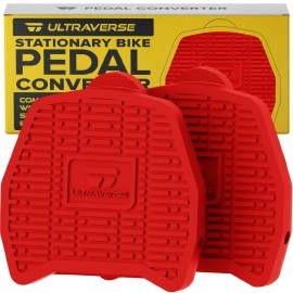 Ultraverse Pedal Converter Adapter Compatible With Peloton Bike Bike Models - Delta Look Compatible - Use Regular Shoes And Sneakers On Indoor Exercise Spin Bike - Accessories And Gifts - Red