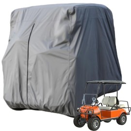 Lmeison Golf Cart Cover Club Car Covers 4 Passenger Waterproof Golf Cart Storage Accessories Fits Ez Go And Yamaha, Dustproof And Windproof, Grey