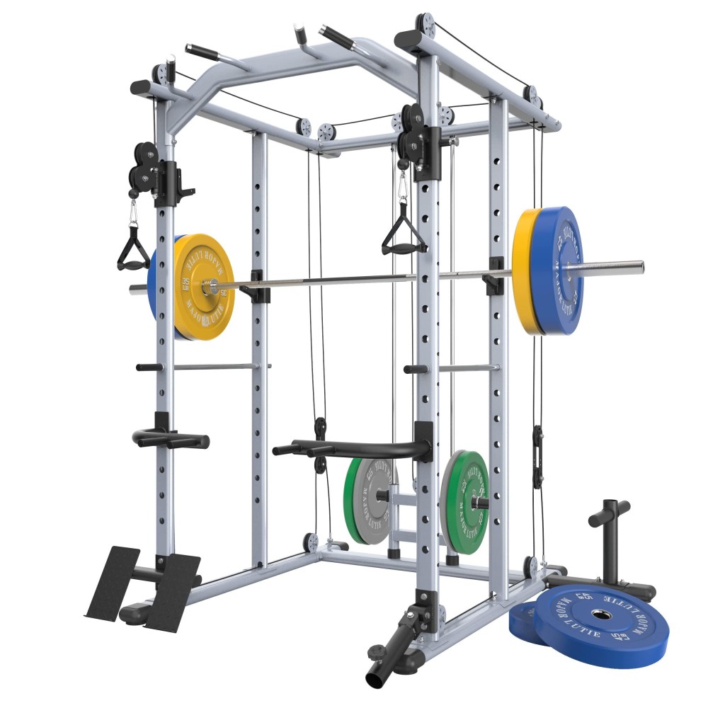 Major Lutie Multi-Function Power Cage With 230Lbs Olympic Plates, Plm04 1400Lbs Power Rack With Cable Crossover Machine And More Strength Training Attachment For Home Gym, 2023