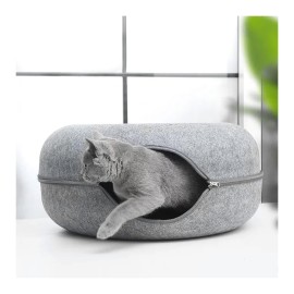 Cat Tunnel Bed, 787 X196 Inch Felt Tunnel Cat Nest, Round Felt Donut Cat Nest, Removable Cat Bed House Nest With Zipper Four Seasons For Small Dog Cat Puppy Sleeping