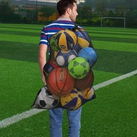 Heavy Duty Sports Ball Bag,Drawstring Mesh Ball Bags Extra Large Soccer Ball Bag Work for coach, Basketball,Football, Volleyball,BaseBall and Swimming gears with Adjustable Strap