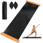 FEIERDUN Slide Board with Block, included sliding boots and backpack, balance training equipment for imitating skiing, 71x20 inches, orange (HXD-909)