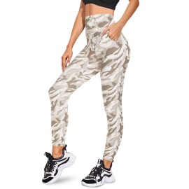 We Fleece Leggings With Pockets For Women - Buttery Soft Non See Through Yoga Pants High Waist Tummy Control Workout Athletic Pants (Pockets-Grey Camo, Small-Medium)