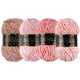 Jubileeyarn Chenille Yarn - Worsted Weight - 100Gskein - Shades Of Pink - 4 Skeins