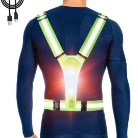 Led Reflective Vest Running Gear, Usb Rechargeable Led Light Up Vest High Visibility With Adjustable Waistshoulder For Menwomen Night Running, Walking, Cyclingbiking