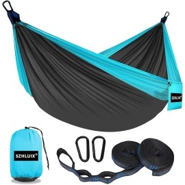 Szhlux Camping Hammock Double & Single Portable Hammocks With 2 Tree Straps, Great For Hiking,Backpacking,Hunting,Outdoor,Beach,Camping
