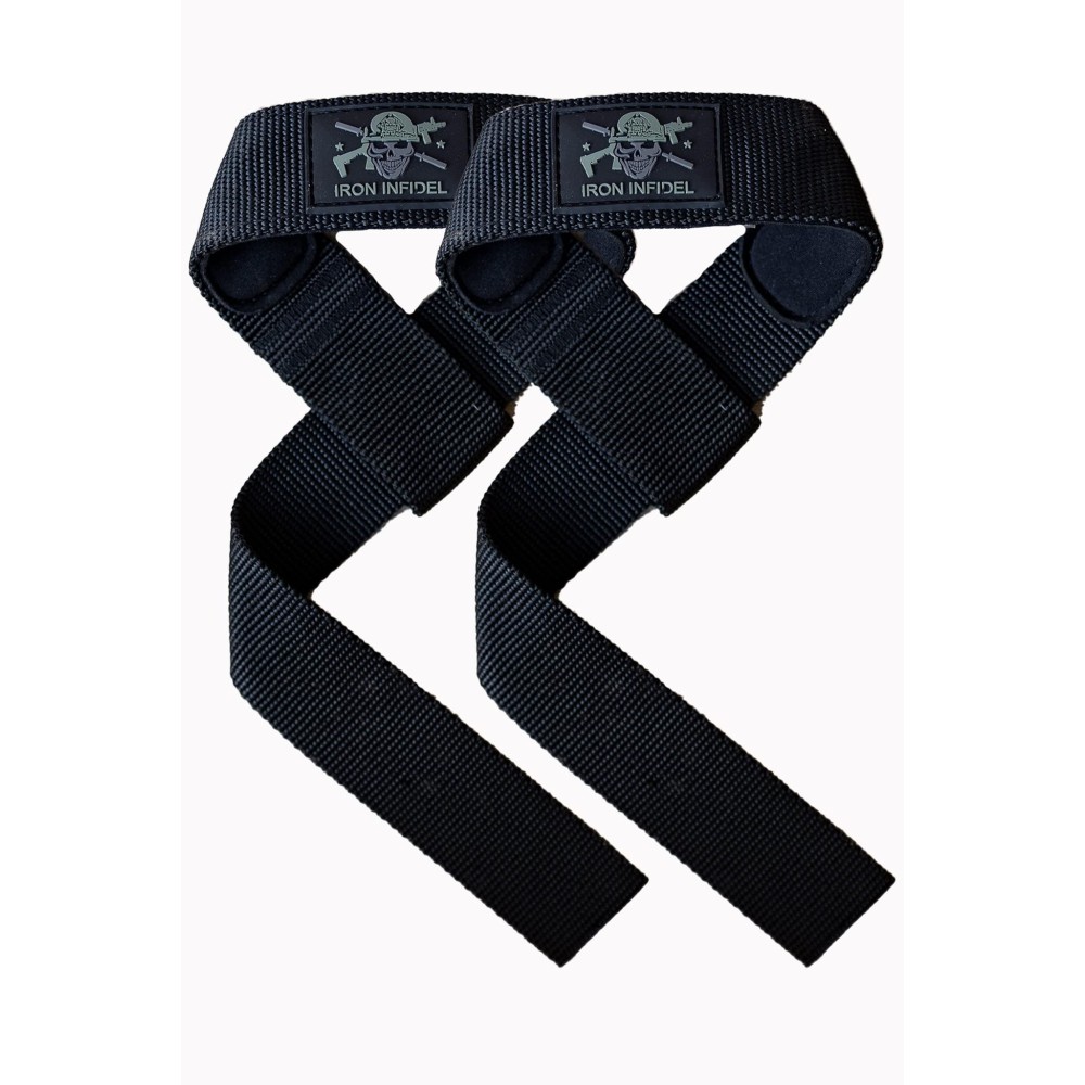 Iron Infidel Weight Lifting Straps- Wrist Straps For Weight Lifting, Deadlifting, Exercise, Strength Training, Olympic Lifts- Pair Of Gym Straps For Grip Strength On Heavy Lifts (Stealth Black)