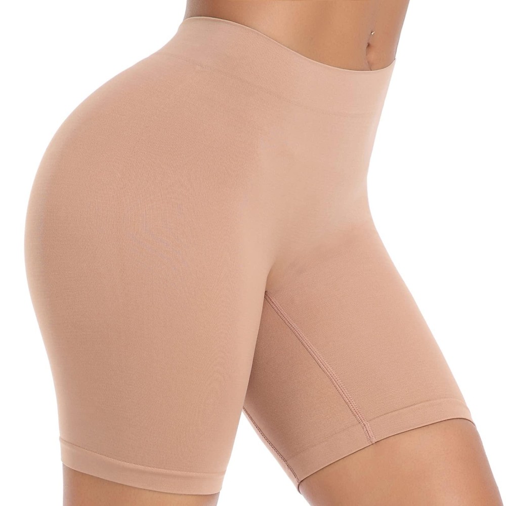 Bestena Slip Shorts Seamless Smooth Workout Yoga Bike Shorts For Women Under Dresses(Coffee Small)