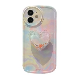 Aiyaya Cute Colorful Aesthetic Phone Case For Iphone 12 Case With Heart Shaped Stand, All-Inclusive Lens Case For Women Girls - 61 Inch (12)
