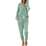 Eurivicy Womens Solid Sweatsuit Set 2 Piece Long Sleeve Pullover And Drawstring Sweatpants Sport Outfits Sets