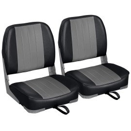 Leader Accessories A Pair Of Low Back Folding Fishing Boat Seat (2 Seats) (Blackcharcoal)