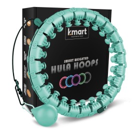 K-Mart Smart Hula Ring Hoops, Weighted Hula Circle 24 Detachable Fitness Ring With 360 Degree Auto-Spinning Ball Gymnastics, Massage, Adult Fitness For Weight Loss (Mint Green)