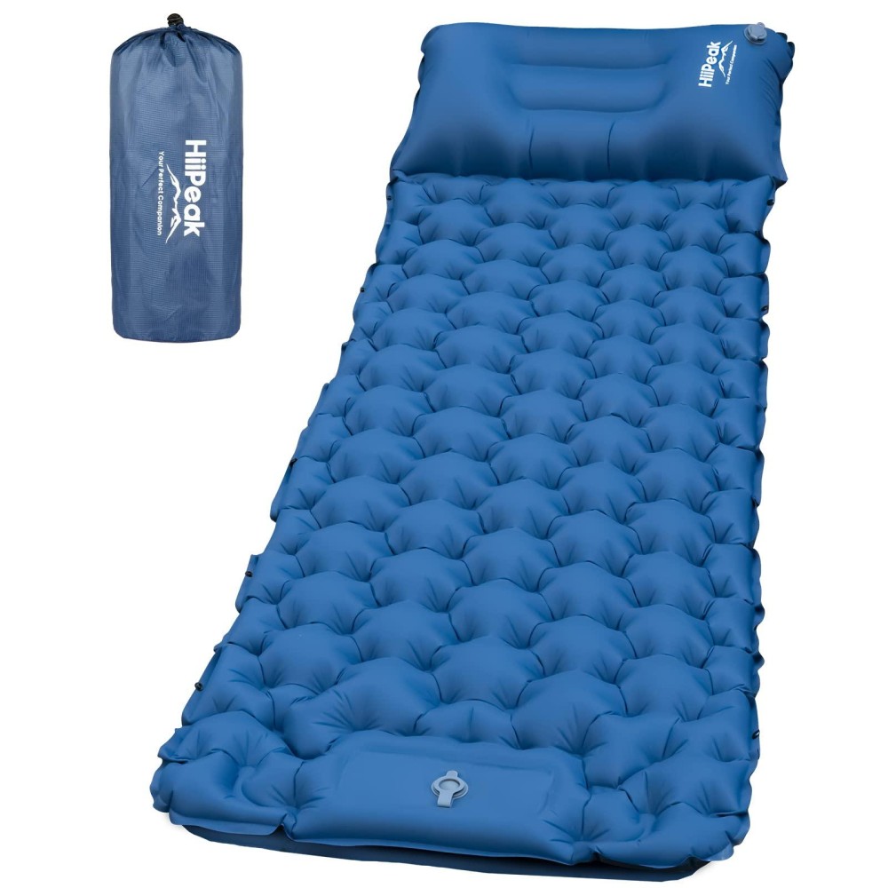 Hiipeak Sleeping Pad For Camping- Ultralight Inflatable Sleeping Mat With Built-In Foot Pump, Upgraded Durable Compact Camping Air Mattress For Camping, Backpacking, Hiking, Tent Trap Traveling