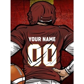 Weadatty Custom Football Diamond Painting With Name And Number,Customized Sports Fan Jersey Painting,Personnalized Football Player Diamond Art For Home Decor (Wredyellow)