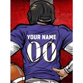 Weadatty Custom Football Diamond Painting With Name And Number,Customized Sports Fan Jersey Painting,Personnalized Football Player Diamond Art For Home Decor (Baltimore Purple)