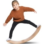 35 Inch Wooden Balance Board Wobble Board For Kids, Teens, Adults - Wood Kids Toys For Kids Waldorf Toys Kids Wooden Toys Wobble Balance Board Kids Rocker Board For Yoga And Exercise