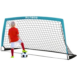 Runbow 6X4 Ft Portable Kids Soccer Goal For Backyard Practice Soccer Net With Carry Bag (6X4 Ft, Lake Blue, 1 Pack)