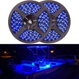 Seaponer Pontoon Boat Light, Marine Led Light Strip For Duck Jon Bass Boat Sailboat Kayak Flex Lighting For Boat Deck Light Accent Light Interior Lights Fishing Night, Blue, 12V, 10M (328Ft)