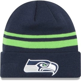 New Era Unisex-Adult Nfl Official Sport Knit Classic Striped Knit Beanie Cold Weather Hat (Seattle Seahawks)