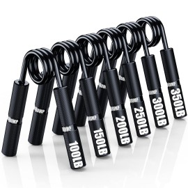 Horump Grip Strength Trainer 6 Pack (100-350Lb), Metal Hand Grip Strengthener, Forearm Strengthener, No Slip Heavy-Duty Hand Gripper For Finger Strength Training, Injury Recovery And Muscle Building