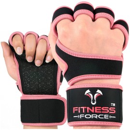 Fitness Force Ventilated Gym Gloves For Men With Built-In Wrist Support For Workouts Weightlifting Gloves Workout Gloves For Women Exercise Fitness Gloves Perfect For Powerlifting, Cross Training