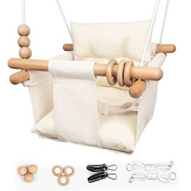 Baby Swing Outdoor Indoor Toddler Swing Seat With Safety Belt, Canvas Hanging Swings Outside Tree Swing Great Gift For Baby Boys Girls Kids Lovers