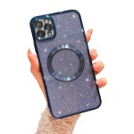 Mgqiling Compatible With Iphone 11 Pro Magnetic Glitter Case, Luxury Plating Cute Bling Clear Phone Case, Compatible With Magsafe For Women Girls With Camera Protector Back Cover - Blue