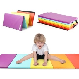 Physkcal 5-Panel Folding Gymnastics Tumbling Mat With Carrying Handles, Thick Exercise Mat, Foldable Tumbling Mat For Kids, Padding For Mma, Gymnastics, Activity Play And Home Gym
