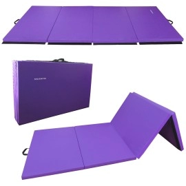 Balancefrom Gogym Allpurpose 4X10X2 Extra Thick High Density Antitear Gymnastics Gym Folding Exercise Aerobics Mats, Purple