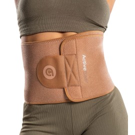 Activegear Waist Trainer For Women & Men - Skin Colored Sweat Band Waist Trimmer Belt For A Toned Look - Reinforced Trim And Extra Secure Fastening (Cinnamon, Medium: 8 X 42)