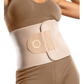 Activegear Waist Trainer For Women & Men - Skin Colored Sweat Band Waist Trimmer Belt For A Toned Look - Reinforced Trim And Hook & Loop Closure (Latte, Large: 9 X 46)