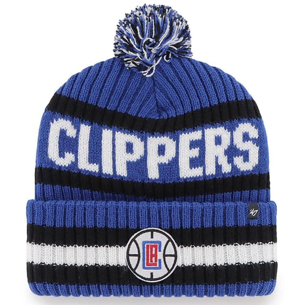 '47 NBA Unisex-Adult Primary Logo Bering Cuffed Knit Pom Beanie Hat (Los Angeles Clippers Blue)