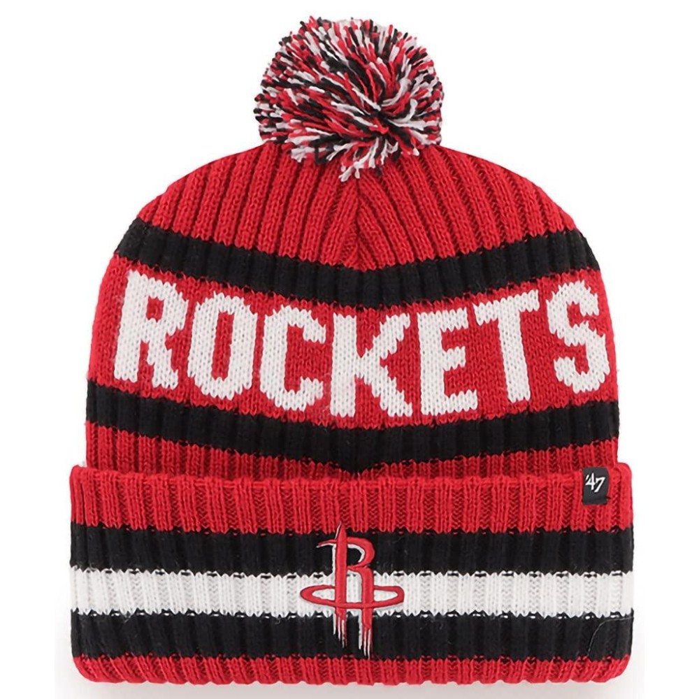 '47 NBA Unisex-Adult Primary Logo Bering Cuffed Knit Pom Beanie Hat (Houston Rockets Red)