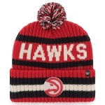 '47 NBA Unisex-Adult Primary Logo Bering Cuffed Knit Pom Beanie Hat (Atlanta Hawks Red)