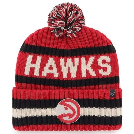 '47 NBA Unisex-Adult Primary Logo Bering Cuffed Knit Pom Beanie Hat (Atlanta Hawks Red)