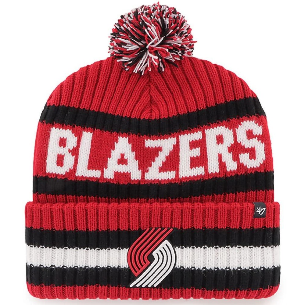 '47 NBA Unisex-Adult Primary Logo Bering Cuffed Knit Pom Beanie Hat (Portland Trail Blazers Red)