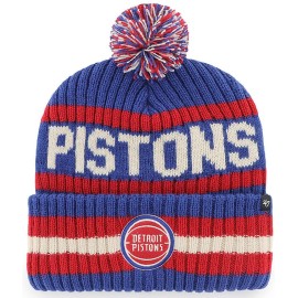 '47 NBA Unisex-Adult Primary Logo Bering Cuffed Knit Pom Beanie Hat (Detroit Pistons Blue)