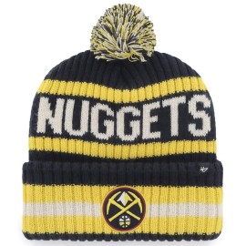 '47 NBA Unisex-Adult Primary Logo Bering Cuffed Knit Pom Beanie Hat (Denver Nuggets Navy)