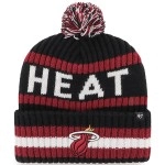 '47 NBA Unisex-Adult Primary Logo Bering Cuffed Knit Pom Beanie Hat (Miami Heat Black)