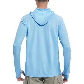 Roadbox Men'S Hooded Uv Sun Shirts Long Sleeve - Athletic Workout Running Thumbholes T-Shirts Quick-Dry Lightweight