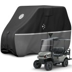Li Libzaki 4 Passenger Golf Cart Cover Fits Ezgo, Club Car, Yamaha, 420D Waterproof Windproof Sunproof Outdoor All-Weather Full Cover -Gray