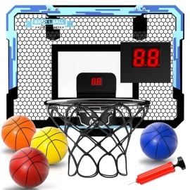 Indoor Kids And Adults Door Room Mini Basketball Hoop With Electronic Scoreboard, 4 Balls, Basketball Toys Suit For Bedroom/Office/Outdoor